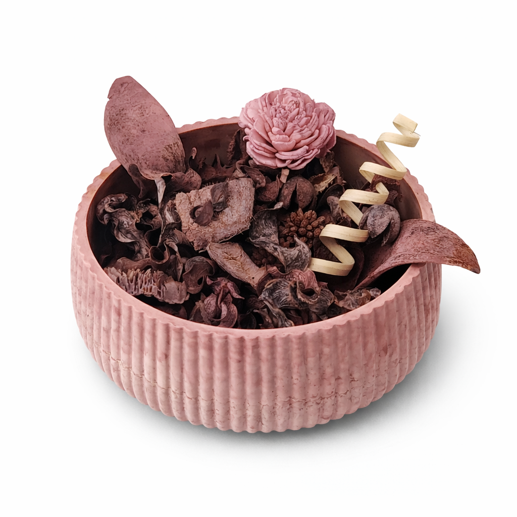 Coupe décorative rose au pot-pourri naturel
