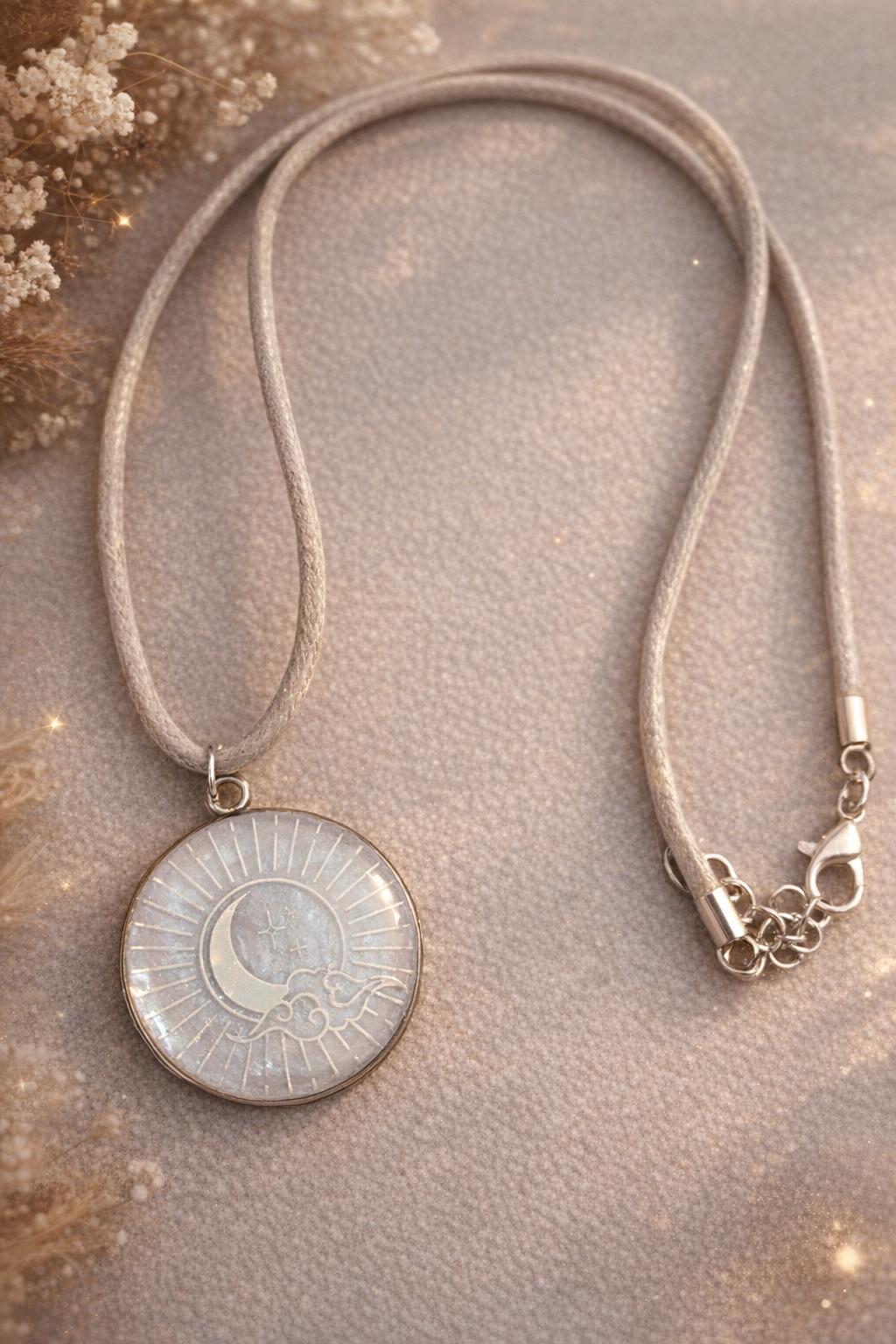 Collier médaillon Lune céleste