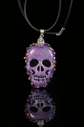 Collier Skull Glitter Violet – Création artisanale