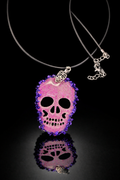 Collier Skull Glitter Rose & Violet – Création artisanale